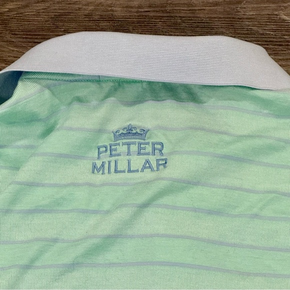 Peter Millar Men’s Green Striped Short Sleeve Polo Size Large - Picture 8 of 8